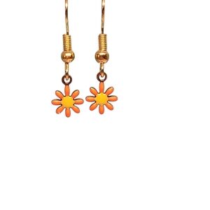 Orange Daisy Drop Earrings - Unbranded